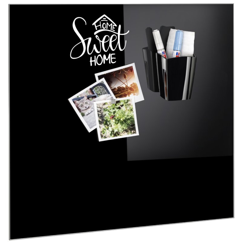 CEP porte-stylos GLASS BOARD, magnétique, noir, 2 compartiments
